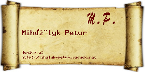 Mihályk Petur névjegykártya